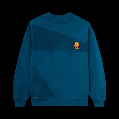Brain Dead Sunflower Asymmetrical Paneled Crewneck 'Blue'
