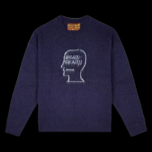 Brain Dead Logohead Pile Crewneck Sweater 'Navy'