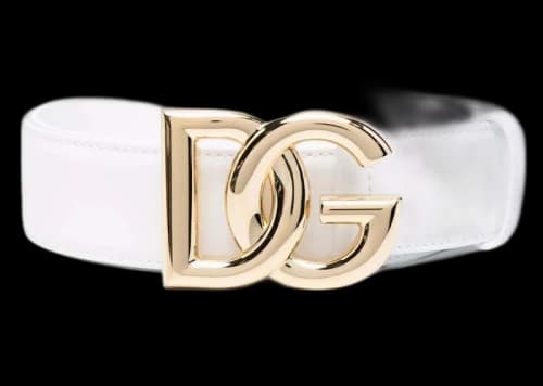 Dolce & Gabbana Logo Plaque Leather Belt White