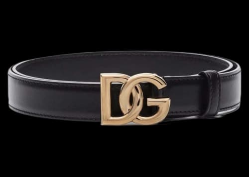 Dolce & Gabbana Logo Buckle Leather Belt Black