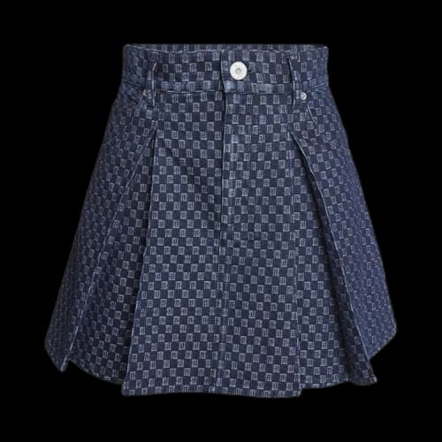 Balmain Mini Monogram Denim Short Flare Skirt 'Blue'
