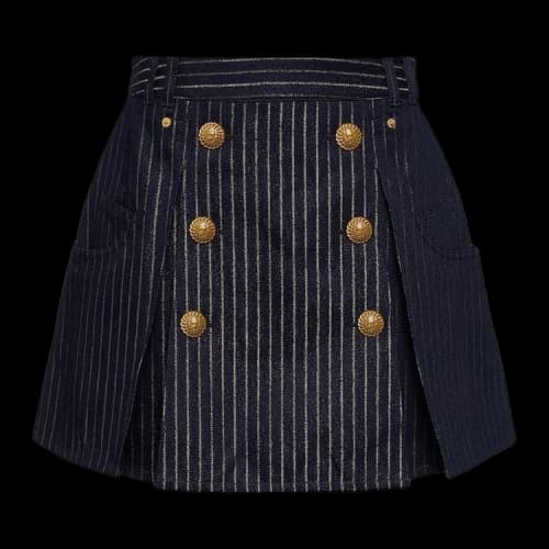 Balmain Pinstripe Button Detailed Skirt 'Blue'