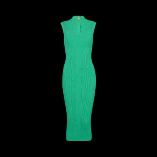 Balmain Ribbed Knit Midi Dress 'Green'
