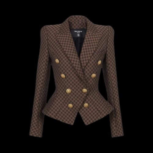 Balmain Mini Monogram Jacquard Jacket 'Brown'