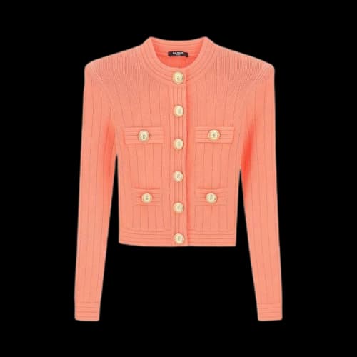 Balmain Buttoned Fine Knit Cardigan 'Salmon'