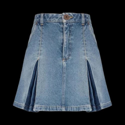 Balmain Pleated Denim Skirt 'Blue'