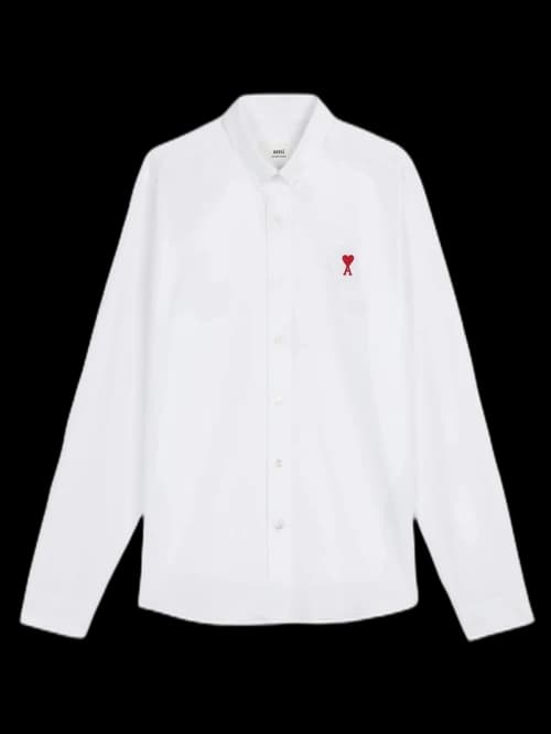 Ami Paris Button Down Ami De Coeur Oxford Shirt White/Red