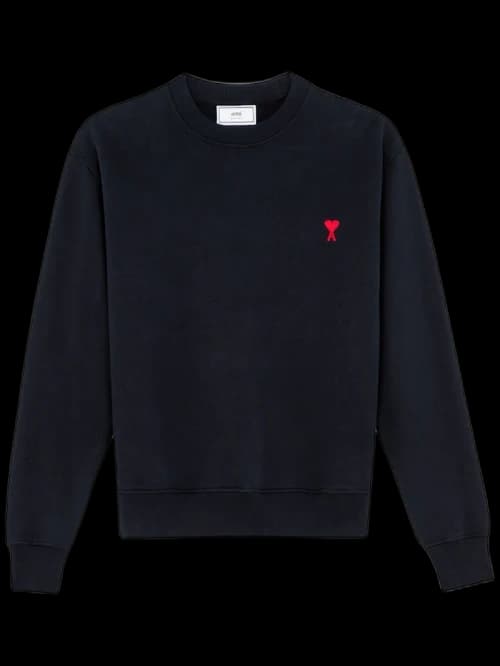 Ami Paris Ami De Coeur Embroidered Logo Crewneck Black/Red