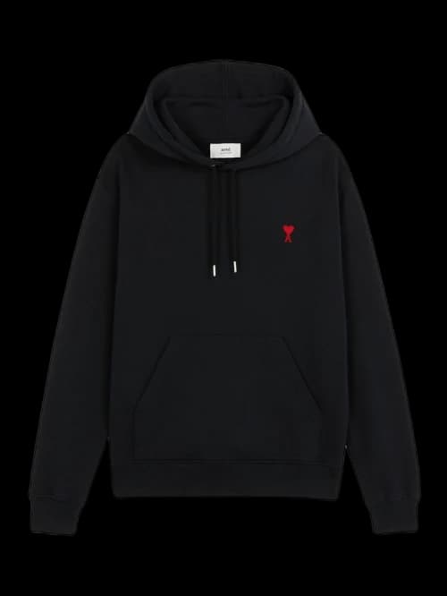 Ami Paris Ami De Coeur Embroidered Logo Hoodie Black/Red