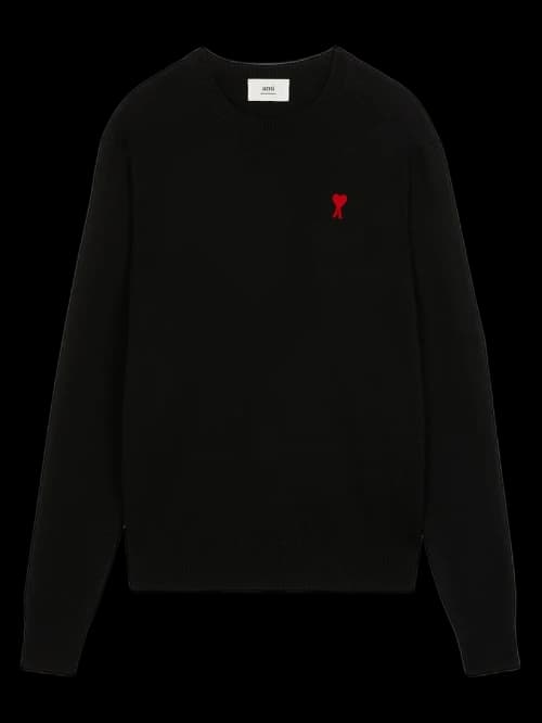 Ami Paris Ami De Coeur Merino Wool Crewneck Sweater Black/Red