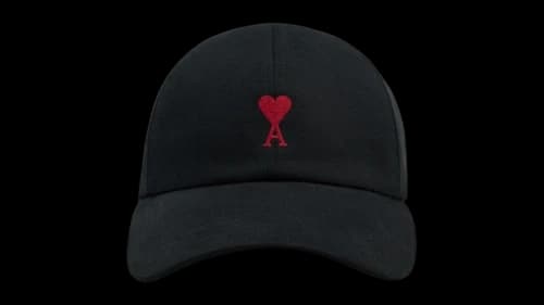 Ami Paris Black Cotton with Ami de Coeur Cap Black