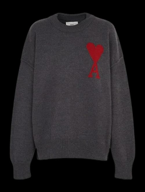 Ami Paris Ami De Coeur Sweater Dark Grey