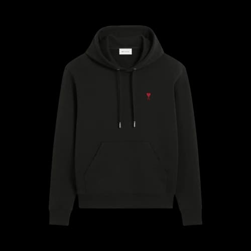 Ami Quota Hoodie With Red De Coeur 'Noir'