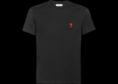 Ami Paris Small Red Ami De Coeur T-shirt Black