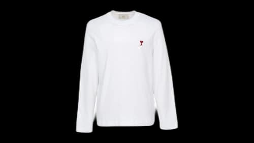 Ami Paris Heart Logo L/S T-Shirt White