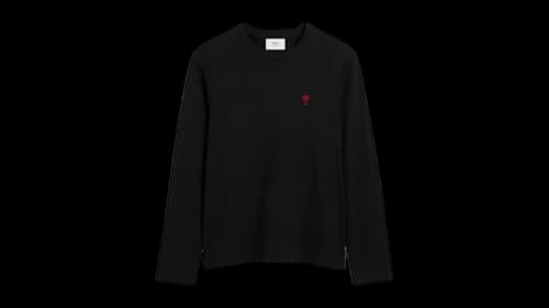 Ami Paris Ami De Coeur Long Sleeves T-shirt Black