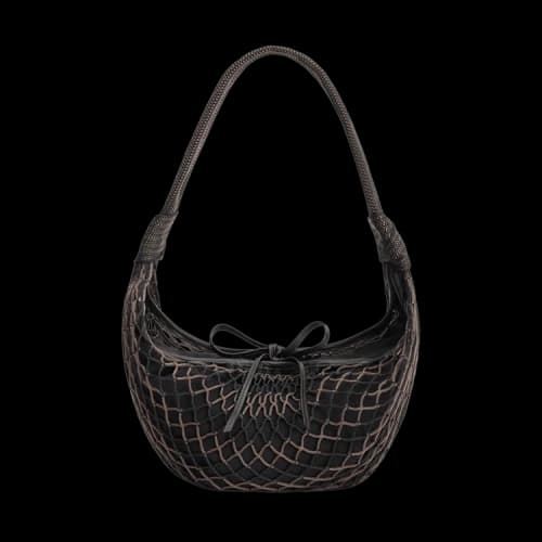 Lemaire Fortune Croissant Filt Bag 'Chevron Marron Glacé/Black'