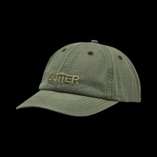 Butter Goods Ripstop Rounded Logo 6 Panel Cap 'Washed Army'
