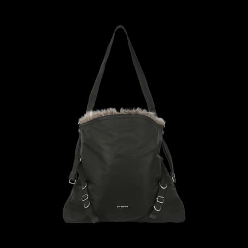 Givenchy Large Voyou Bag In Nylon And Faux Fur 'Black'