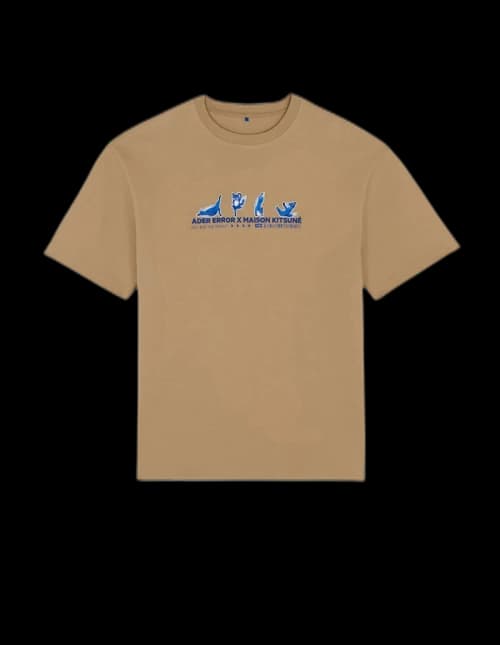 Maison Kitsune x Ader Error Yoga Blue Fox T-shirt Beige