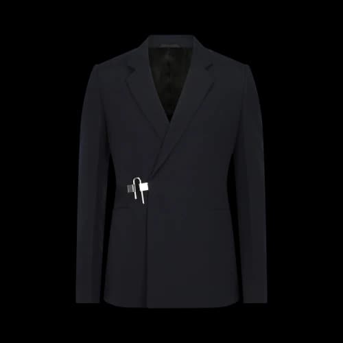 Givenchy Slim Fit Jacket In Wool With U-Lock Buckle 'Navy'