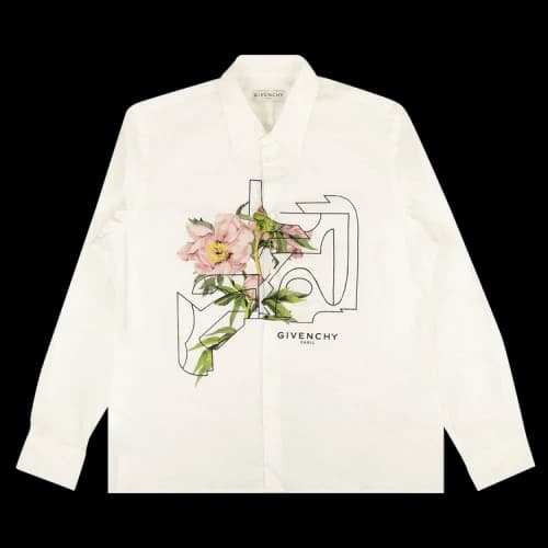 Givenchy Flower Print Button Down Long-Sleeve Shirt 'White'