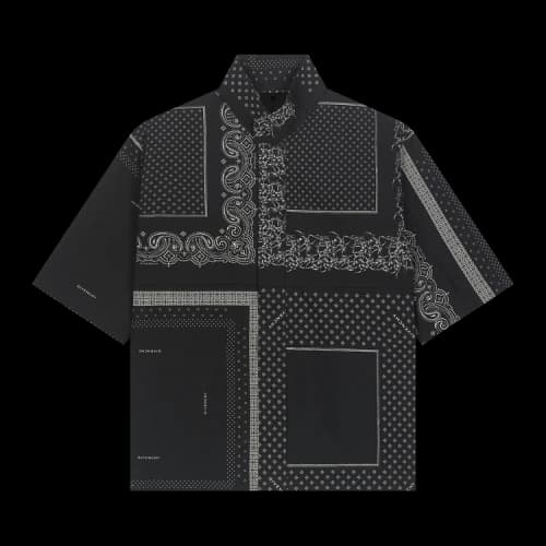 Givenchy Bandana Panel Woven Short-Sleeve Shirt 'Black/White'