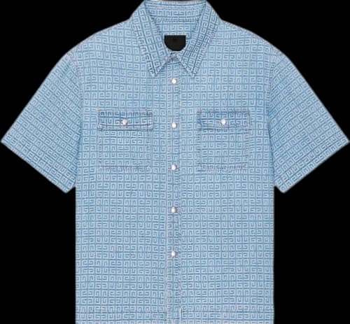 Givenchy Short-Sleeve Boxy Fit Denim Shirt Blue