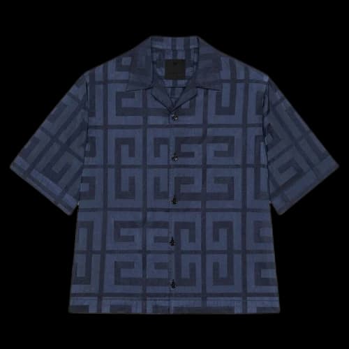 Givenchy 4G Boxy Fit Shiny Hawaiian Shirt 'Navy'