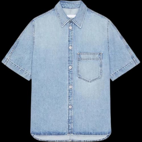 Givenchy PARIS Denim Shirts Men's Blue Lapel Moderate Straight Fit