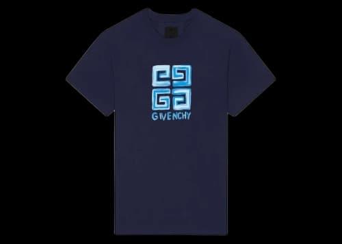 Givenchy 4G Logo Sketch T-Shirt Navy