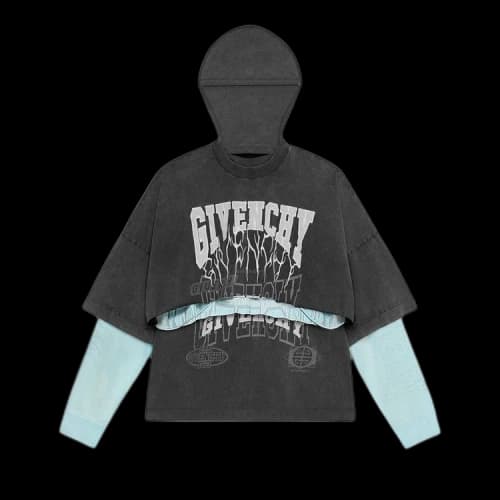 Givenchy Layered Long-Sleeve Graphic T-Shirt With Balaclava 'Grey'