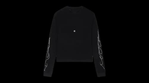 Givenchy Dragon Flames Design Boxy Fit Long T-Shirt Black
