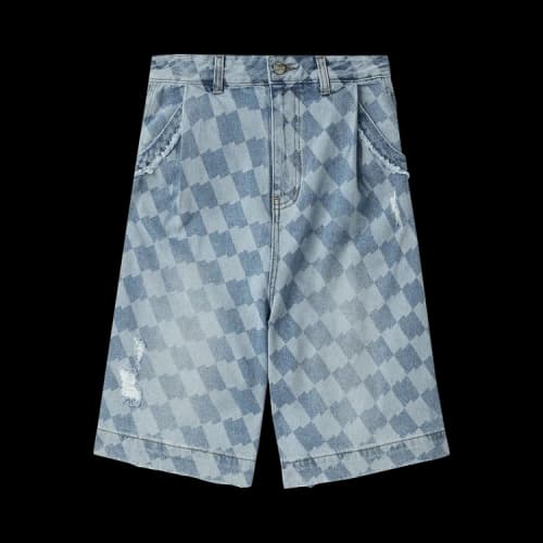 Ader Error Distressed Checkerboard Print Shorts 'Blue'
