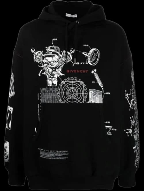 Givenchy Graphic Print Hoodie Black
