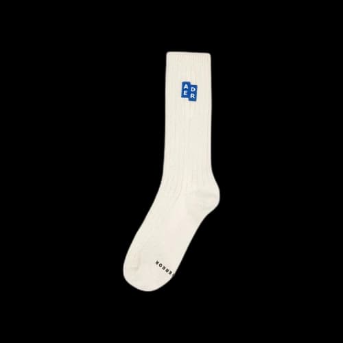 Ader Error TRS Tag Ribbed Calf Socks 'Oatmeal'