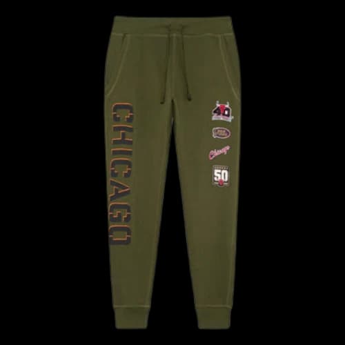 Mitchell & Ness x NBA Chicago Bulls Script Flight Pants 'Olive Green'