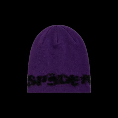 Sp5der Fuzzy Logo Mohair Beanie Purple