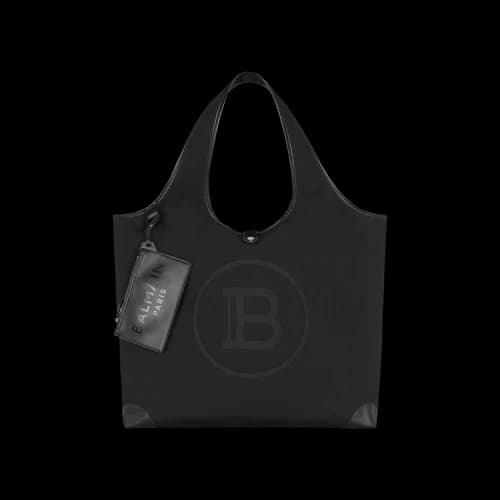 Balmain Canvas And Leather Grocery Bag 'Black'