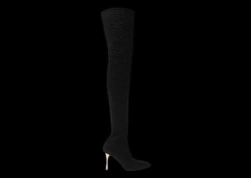 Balmain Monogram Moneta Mesh Thigh Boots Black (Women's)