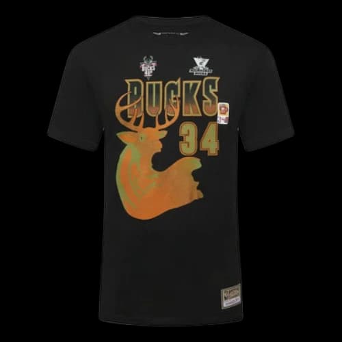 Mitchell & Ness x NBA Milwaukee Bucks Flight Print T-shirt 'Ray Allen 34'
