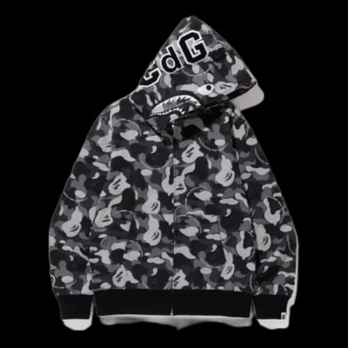 COMME des GARCONS x Bape Osaka Shark Full Zip Hoodie 'Black Grey'