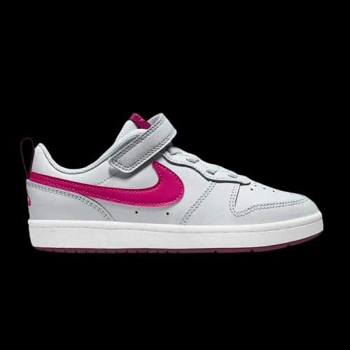 (GS) Nike Court Borough Low 2 'Grey Bright Pink'