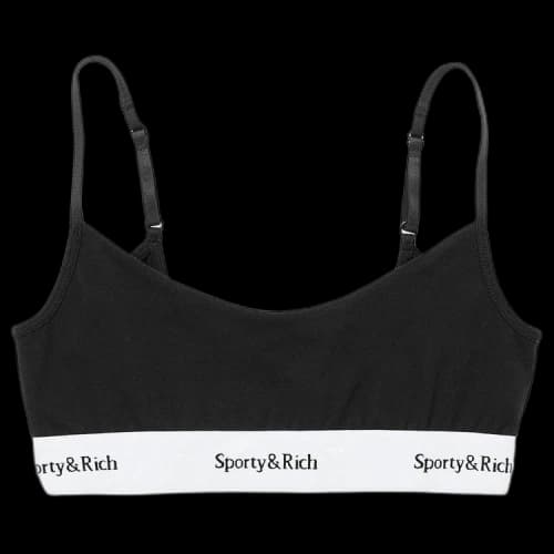 Sporty & Rich Serif Logo Bralette 'Black'