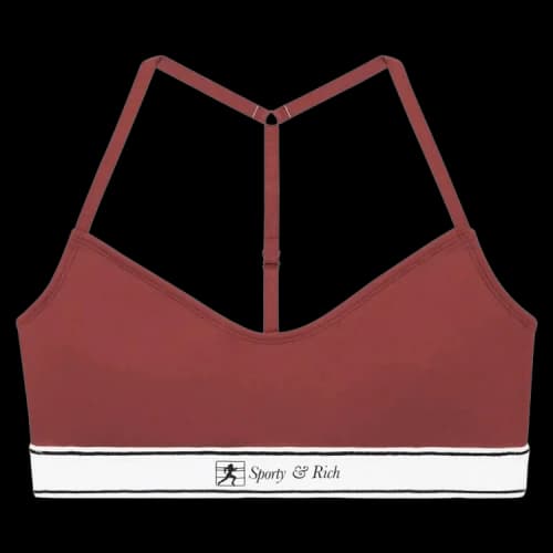 Sporty & Rich Runner Script Sports Bralette 'Maroon'