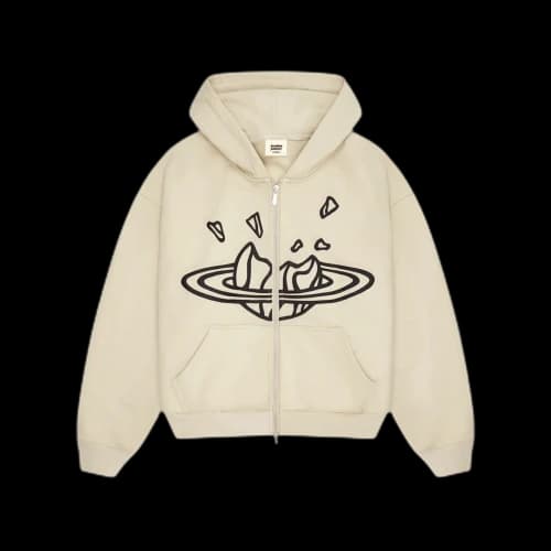 Broken Planet Zip Up Hoodie Bone White