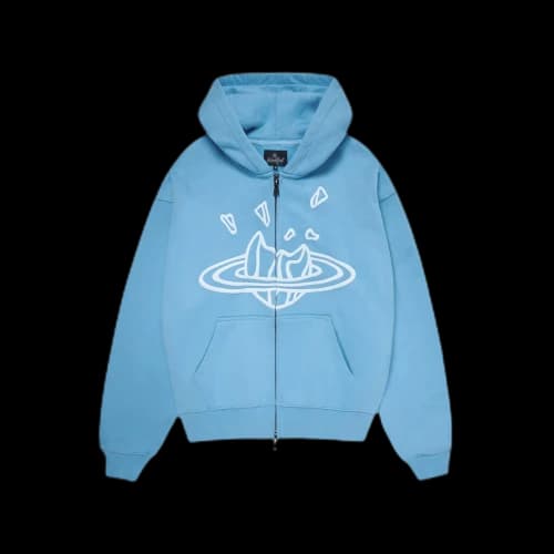 Broken Planet Zip-Up Hoodie Light Blue