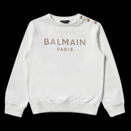 Balmain Kids Logo Printed Crewneck Sweatshirt 'White'
