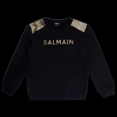 Balmain Kids Logo Printed Crewneck Sweatshirt 'Black'