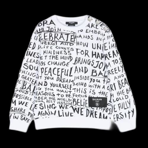 Balmain Kids Graphic Print Long-Sleeve T-shirt 'White'